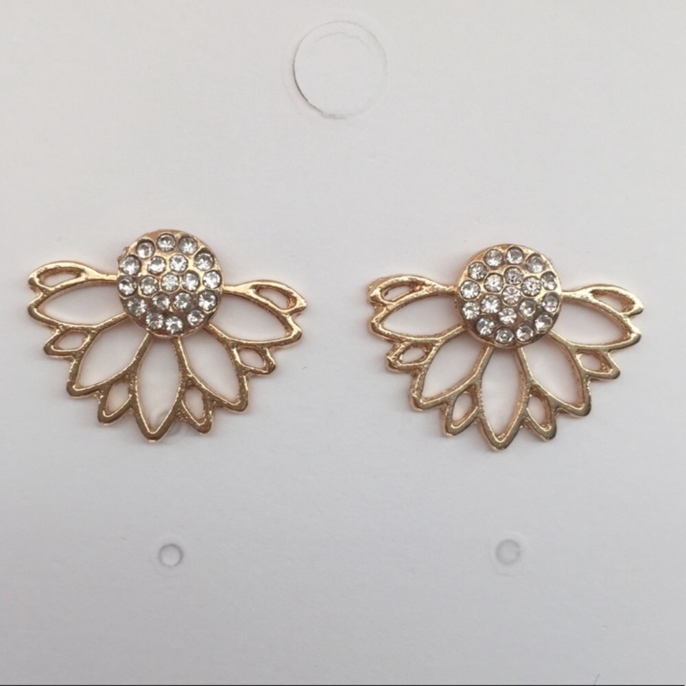 ⚜️𝟯𝟬%𝗢𝗙𝗙 𝗯𝘂𝗻𝗱𝗹𝗲𝘀 𝟯+⚜️ NEW Floral Rhinestone Jacket Earrings - Picture 10 of 12